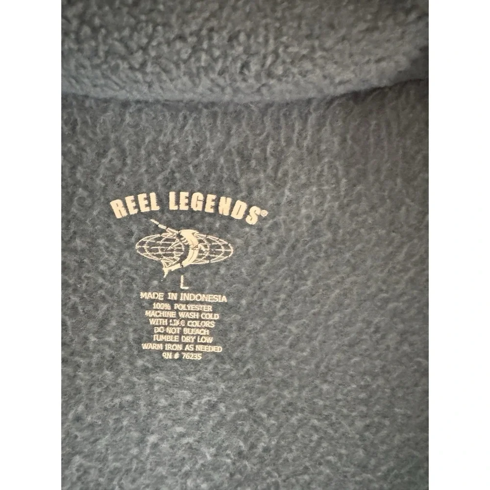 Reel Legends Performance Clothing Fleece Fishing Jacket Full Zip Blue Size LG
